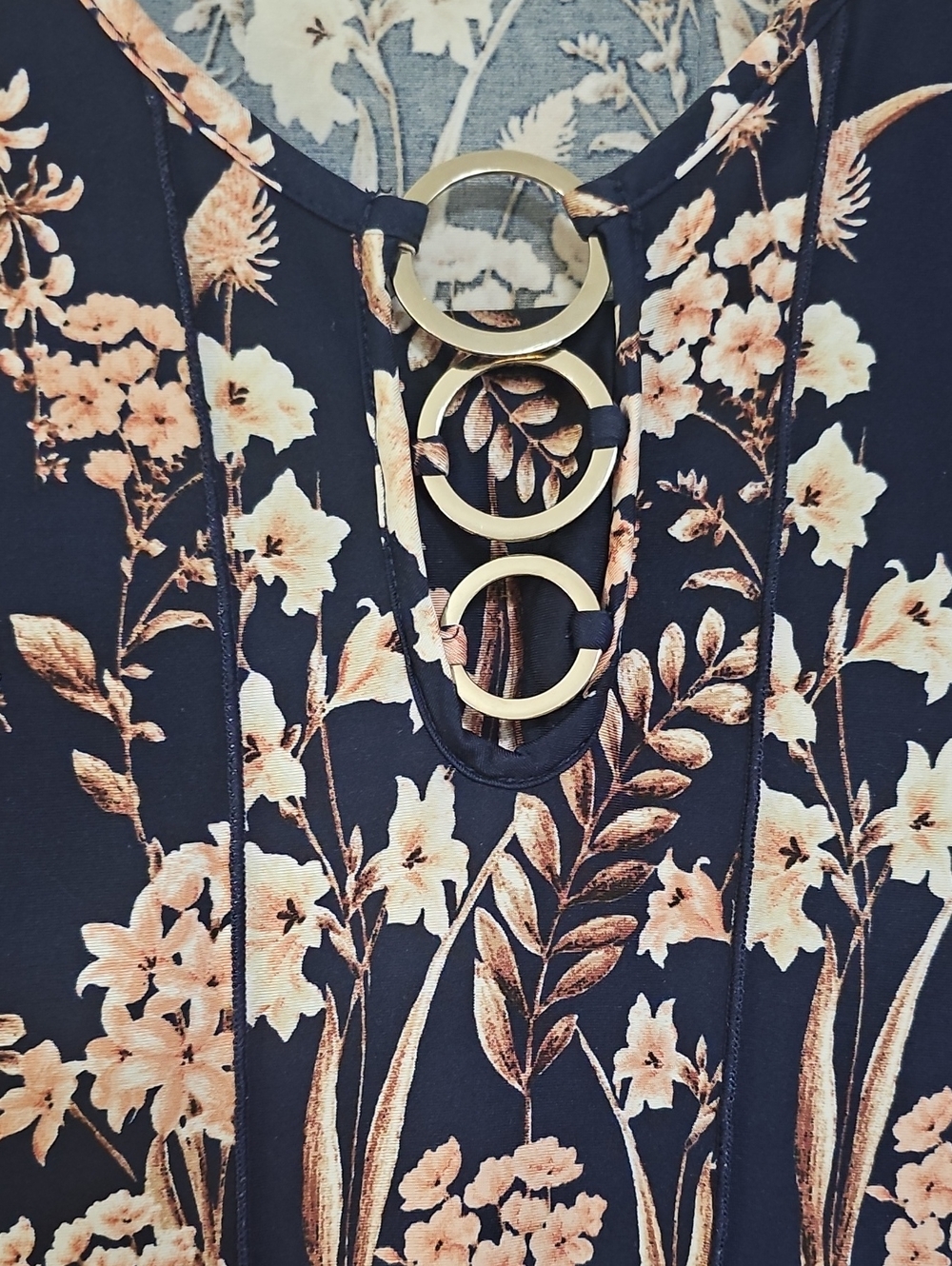 Sami & Jo Navy Floral Ring-Accent Tunic Dress - Picture 3 of 3